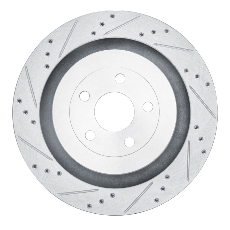 Ford Edge Brake Rotor (1) - Rear Left - R1 Concepts - Drilled & Slotted - Silver - `19-`24